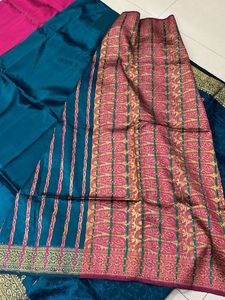 Elegant Teal &amp; Pink Saree