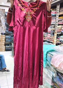 Elegant Maroon Embroidered Dress