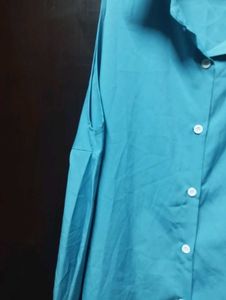 Blue Cold Shoulder Top