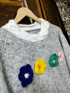 Floral Applique Knit Sweater