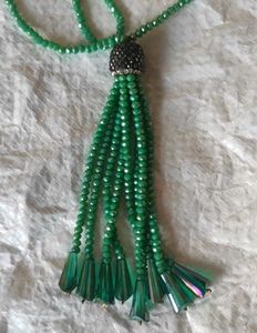 Long Heart &amp; Pearl Necklace 🦪 + stone chain 💚