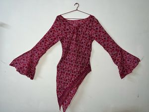 Floral Print In Trend Asymmetrical Top