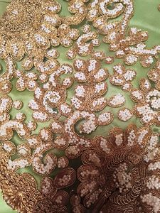 💚lime green satin heavy hand work blouse