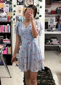 Blue Floral Mini Dress