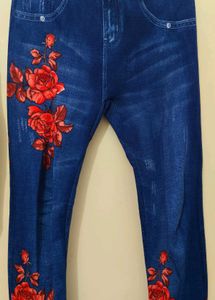 free size stretchable Floral Print Denim Leggings
