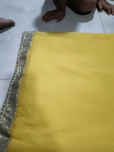 Yellow Saree with Pearl Border