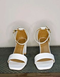 Women White Block Heel Sandal
