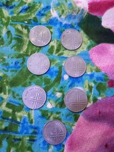 Vintage Two Rupee Cross Coins - Set of 7