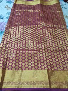 Elegant Maroon &amp; Gold Pattu Sari