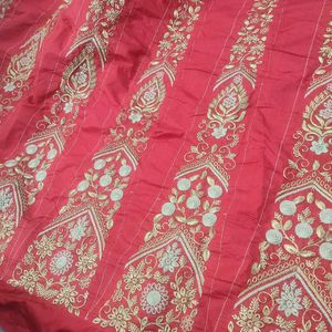 Red Embroidered Lehenga Unstitched
