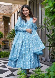 Plus Size Blue Anarkali