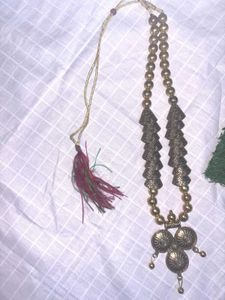 Rajasthani Look Golden Necklace With Earrings