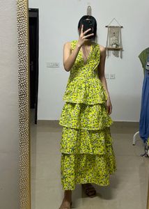 Spring Aurora Bright Yellow Ruffle MAXI
