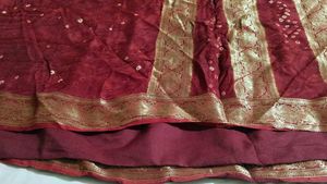 used Maroon Bandhani Saree