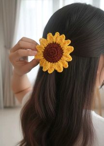 handmade Crochet Sunflower clip