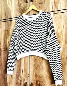 Patterned Cropped Sweater size-44