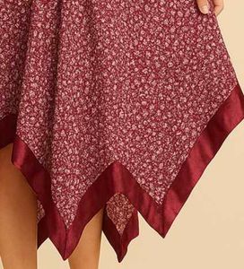 Floral Print Hankerchief Hem Dress