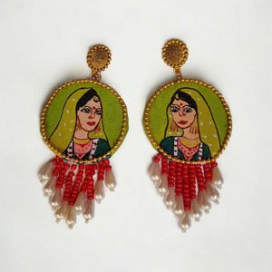 Hand painted Fabric Earrings