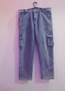 Blue Denim Cargo Pants