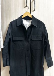Zara - Combo Gray Shacket With White T-Shirt