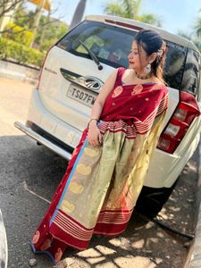 Elegant Maroon Cotton Saree