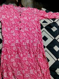 Pink Floral Print Kurti