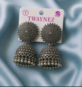 Silver Jhumka Earrings