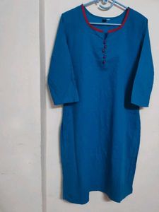 Firozi Blue Kurta with Pink Trim