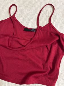 Red Sleeveless Crop Top