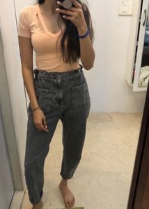 ZARA Acid Wash High Waisted Jeans