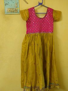 New Golden Silk Anarkali Top