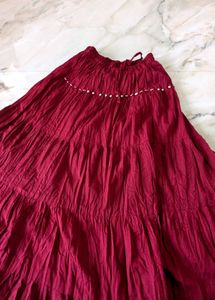 Boho Chic Maroon Skirt