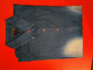 Blue Patterned Button-Down Shirt