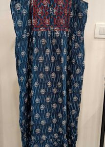 Blue Floral Embroidered Dress