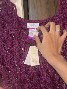 Purple Crochet Knit Hoodie