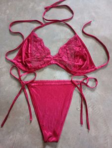 Red Velvet Lace Lingerie Set