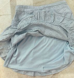 Blue Lace Ruffle Mini Skirt Size XS &amp; S