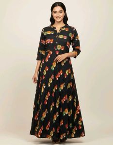 Long Gown(Black) With Mix Of Different Colours