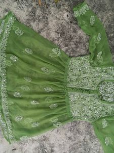 Green Embroidered Sheer Top