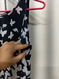 Blue Dress With Butterfly Print