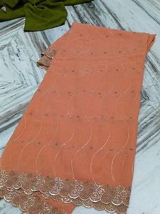 Peach Kurta set with dupatta and pant