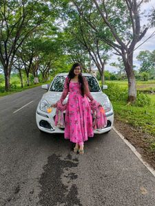 Elegant Pink Floral Anarkali Suit