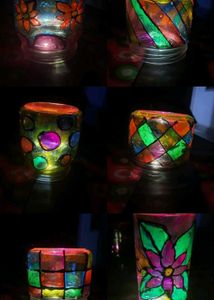 Set of 6 Hand Painted lamps Candle Holder