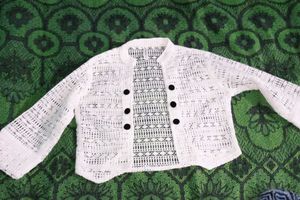White Checked Knit Top