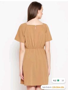 Brown Linen Khaki Colored Dress