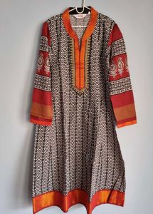 BIBA A-line Chanderi Kurta Kameez With Embr 38inch
