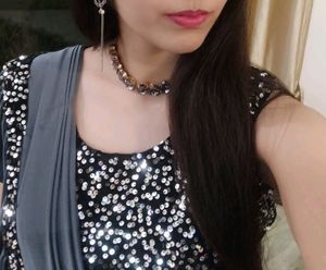 Moonlit Glamour Saree🩶✨