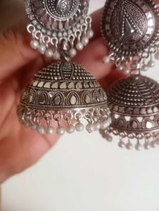 Silver Jhumka Earrings