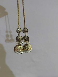 Gold Jhumka Earrings with Pearls