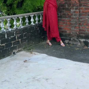 Maroon stitched dress material